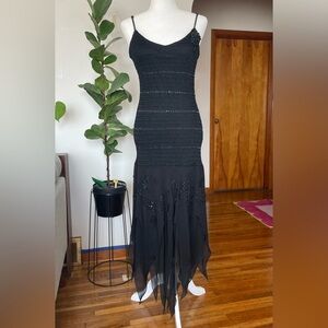 Y2K Sue Wong crocheted beaded dress